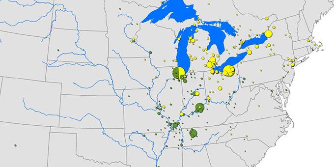 A map of the Midwest and Eastern United States demonstrating where physical separation is supported.