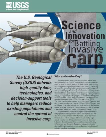 An illustration of carp on the Science and Innovation of Battling Invasive Carp handout.