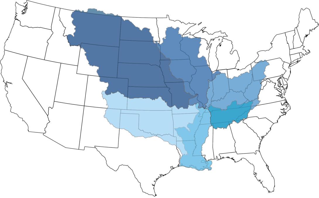 Map of sub-basins. Illustration by U.S. Fish and Wildlife Service.